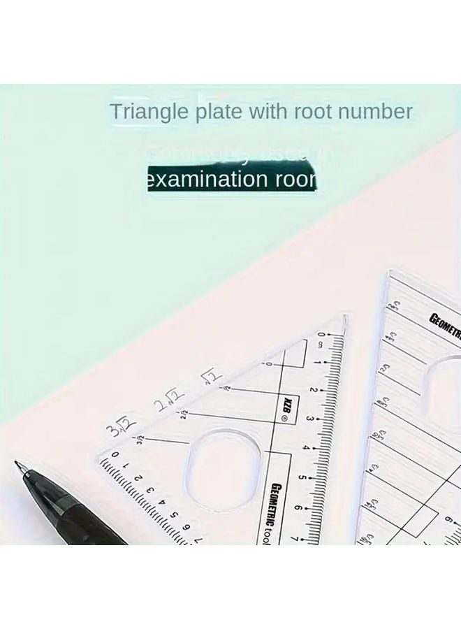 Black 8 Piece Geometric Compass Set With Ruler Protractor Triangle Eraser - Image 5