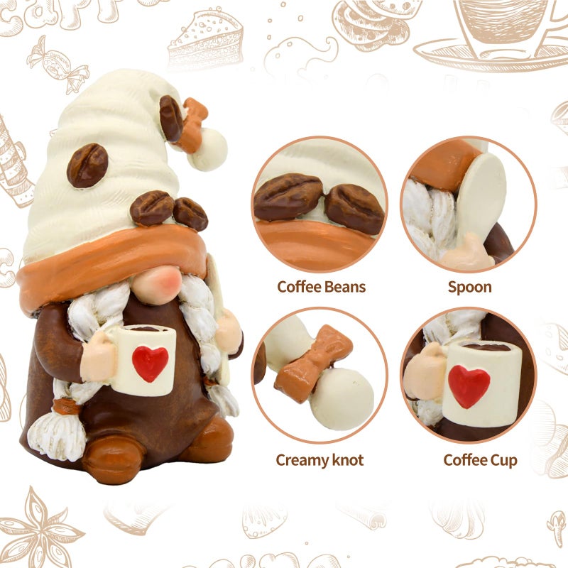 CRCZK Coffee Gnomes Decor â€“ Handcrafted Coffee Gnome Figurines, Resin Coffee Gnomes for Coffee Bar Decor, Coffee Themed Gnome Decorations, and Kitchen Coffee Decor â€“ Perfect Coffee Lover Gifts - Image 5