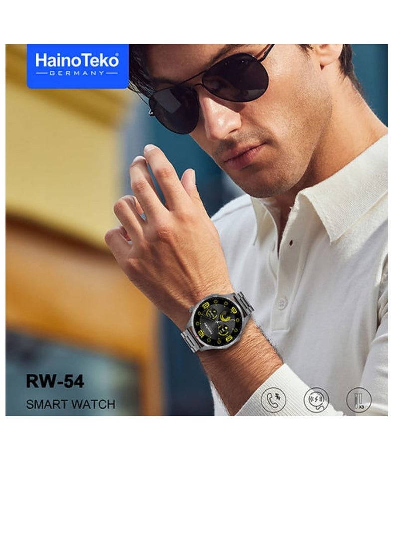 Haino Teko - RW 54 Round Screen Super Size AMOLED Display Smart Watch With 3 Pair Straps and Wireless Charger Black - Image 1