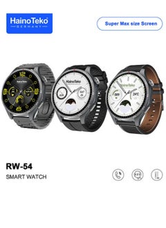 Haino Teko RW 54 Round Screen Super Size AMOLED Display Smart Watch With 3 Pair Straps and Wireless Charger Black  - Image 2
