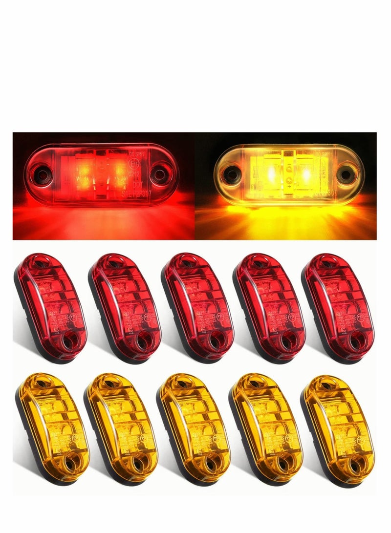 SYOSI 10 Pieces 2.5 Inch Diode Trailer Side Marker Light LED Trailer Boats Marker Light Truck Light Oval RV Running Lights for Exterior Marker Lights Surface Mount Accessories  - Image 1