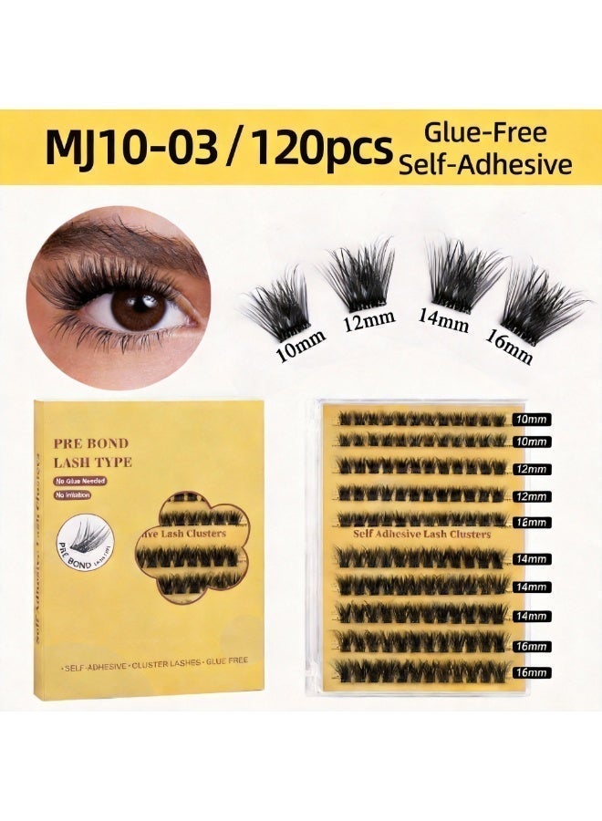 PEAKOVIA Self-Adhesive DIY Eyelash Extension Kit, 120 Segmented Clusters, No Glue Needed - MJ10-03 (120 Pcs) - Image 3