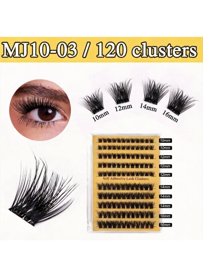 PEAKOVIA Self-Adhesive DIY Eyelash Extension Kit, 120 Segmented Clusters, No Glue Needed - MJ10-03 (120 Pcs) - Image 2