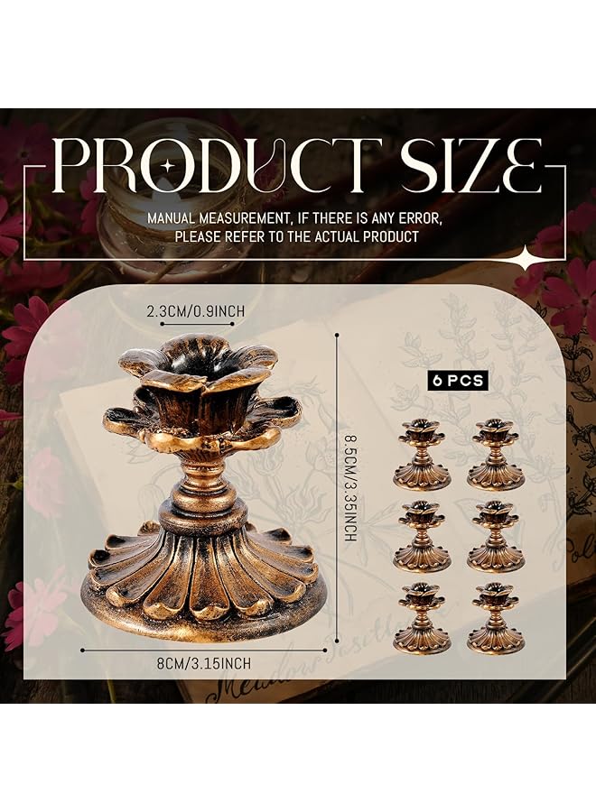 إيروريكس مجموعة من 2 حامل شموع عتيق من الراتنج حامل شموع برونزي عتيق مناسب للديكور المنزلي وحفلات الزفاف والذكرى السنوية والطراز الكلاسيكي البرونزي - Image 2