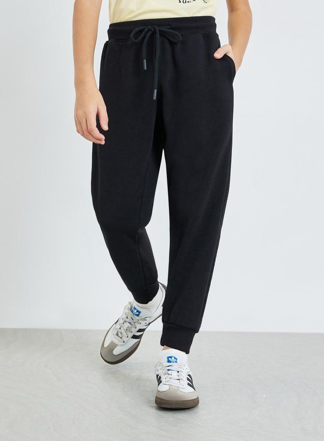 Styli Kids Black Cotton Joggers - Image 1