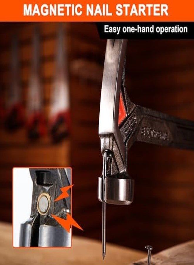 VANQUISH 0528 Anti-Vibration Hammer, One-Piece Forged with Magnetic Nail Holder, Milled Striking Face, Soft Grip Handle, 22oz - Image 2