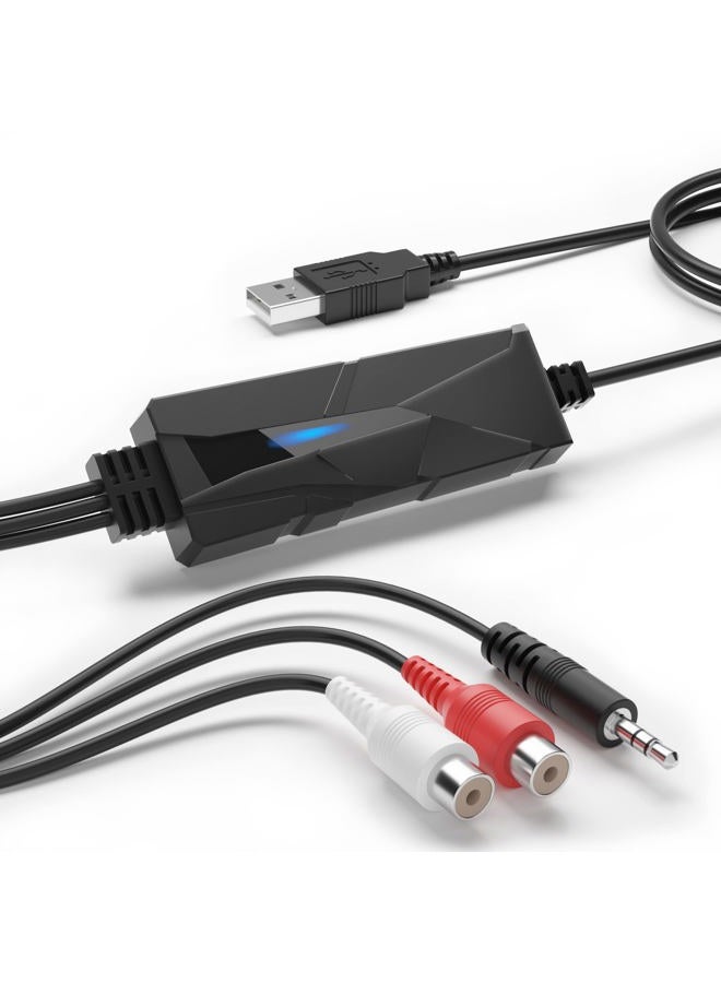 DriverGenius V.TOP USB 2.0 Audio Capture Card with Music Editing Software for Cassette Player Recorder - Convert Cassette/Radio to MP3 - Image 1