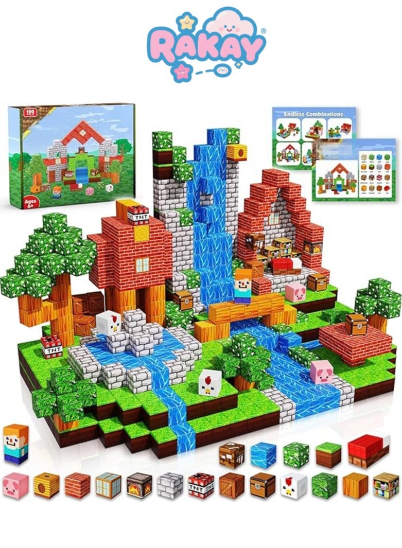 راكاي 100 قطعة مكعبات مغناطيسية عالية القوة - مجموعة بناء عالم المغناطيسات ومجموعة عالم الغابة للمغناطيسات للأولاد والبنات من عمر 3-5 و 6-8 سنوات، ألعاب STEM الحسية للأطفال الصغار هدايا للبنات والأولاد بعمر 3 سنوات، مكعبات مغناطيسية بحجم 2 سم، ألعاب بناء أساسية للفصول الدراسية - Image 1