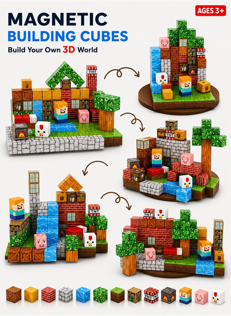 RAKAY 100PCS Magnetic Building Blocks Set for Kids Ages 3-12, High-Strength Magnetic Cubes, STEM Montessori Educational Toy for Boys & Girls, Creative Construction & Stacking Game Gift - Image 5