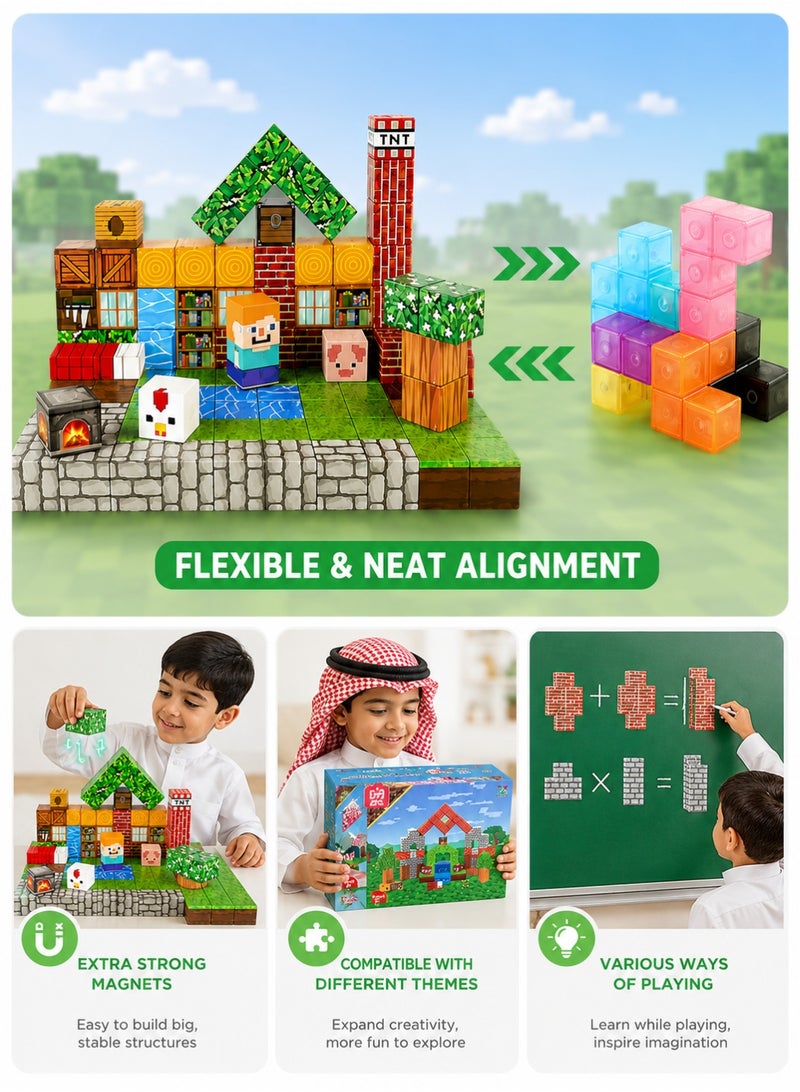 RAKAY 100PCS Magnetic Building Blocks Set for Kids Ages 3-12, High-Strength Magnetic Cubes, STEM Montessori Educational Toy for Boys & Girls, Creative Construction & Stacking Game Gift - Image 3