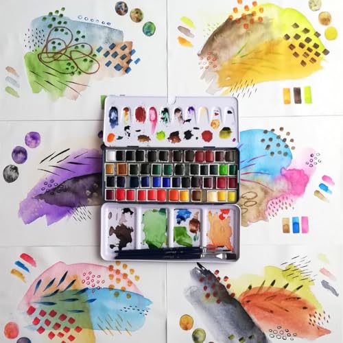 PHOENIX Artist Grade Watercolor Paint Set - Half Pan 48 Colors Quality Pigment Watercolor Palette with Portable Tin Box for Adults, Professional Artists - Image 5