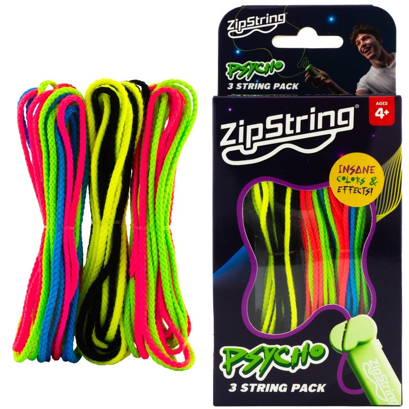 ZipString Psycho Strings, Pack of 3 - Luma Replacement Strings for Rope Launcher Toy - Glow in The Dark Fidget String for Kids & Adults - Shark Tank Featured Lasso Rope Loop String Replacement - Image 1