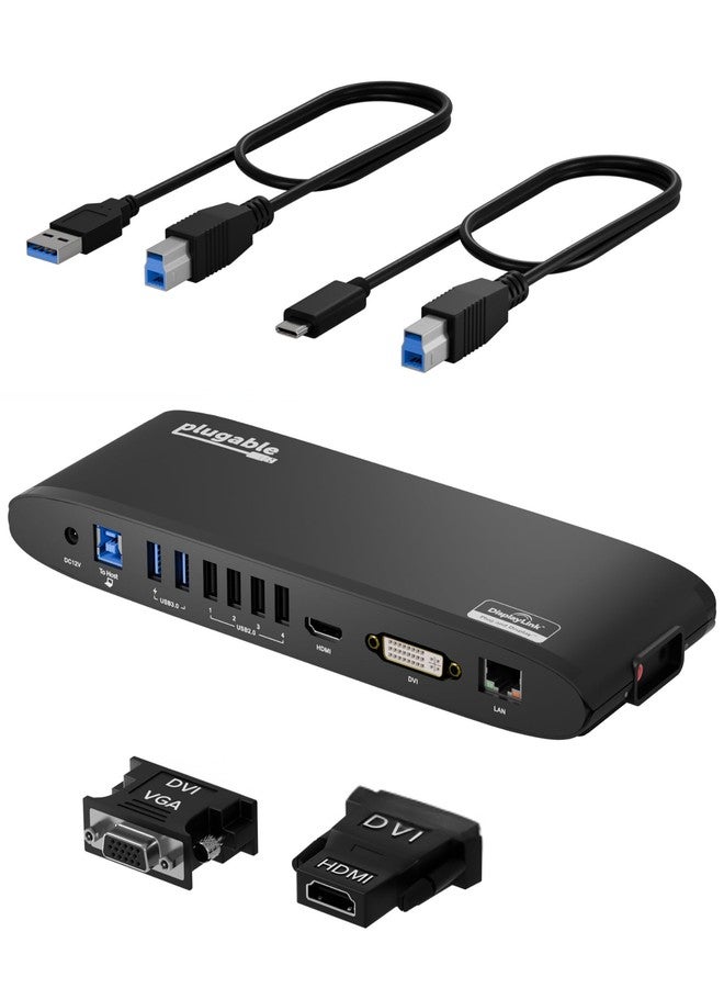 Plugable USB 3.0 Dual Monitor Horizontal Docking Station for Windows - Image 1