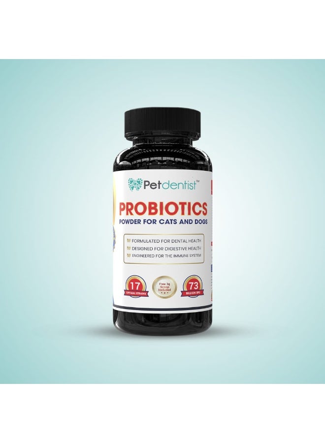 طبيب أسنان الحيوانات الأليفة مسحوق بروبيوتيك بيت دنتست للقطط والكلاب مع 17 سلالة مفيدة و73 مليار وحدة تشكيل مستعمرة - مكمل غذائي عالي الفعالية لصحة الأمعاء والهضم والحفاظ على المناعة - Image 1