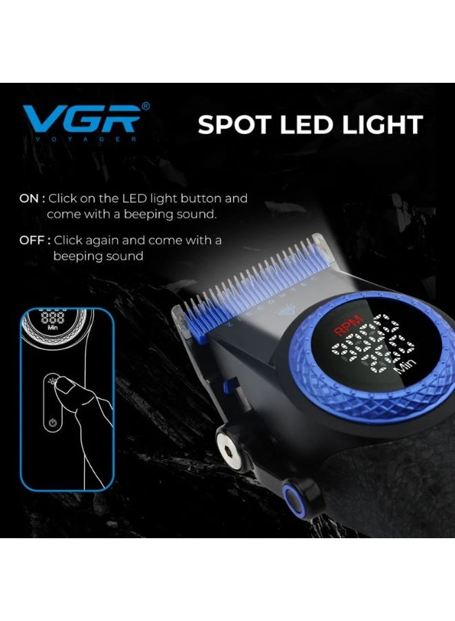 vGRASSP Professional Hair Clipper V-001, LED Display & Light, 5-Level Tapered Arm, 10 Combs & 4600mAh Battery Adapter - Image 4