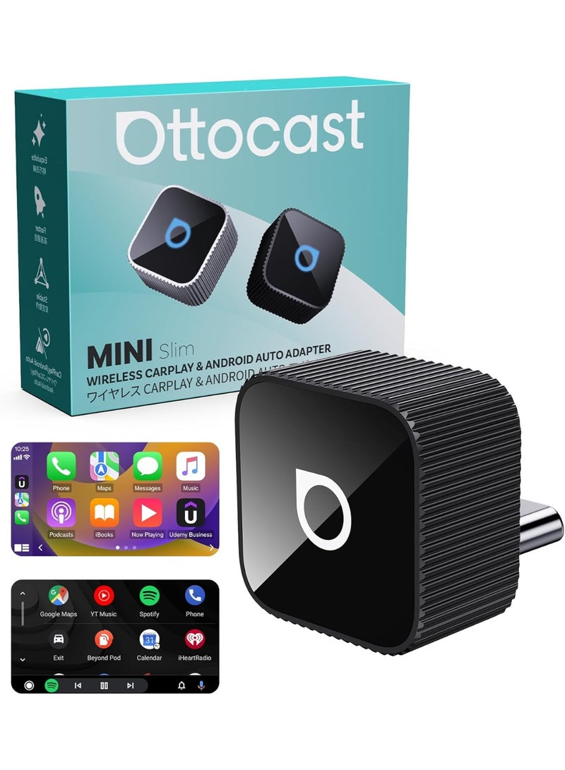 OTTOCAST Mini 3.0 Wireless CarPlay Adapter & Android Auto Wireless Adapter 2025 – Plug & Play USB Dongle for iPhone & Android, 5.8GHz WiFi + Bluetooth 5.0, Auto-Reconnect, Hi-Fi Audio, Voice Control & Steering Wheel Button Support, Compact Mini Cube Design, Compatible with 1000+ Cars 2016+ with OEM Wired CarPlay/Android Auto, iOS 10+ & Android 11+, Family & Rideshare Ready, Future-Proof Updates, Wireless Car Play Dongle for Navigation, Music, Calls & Messages - Image 1