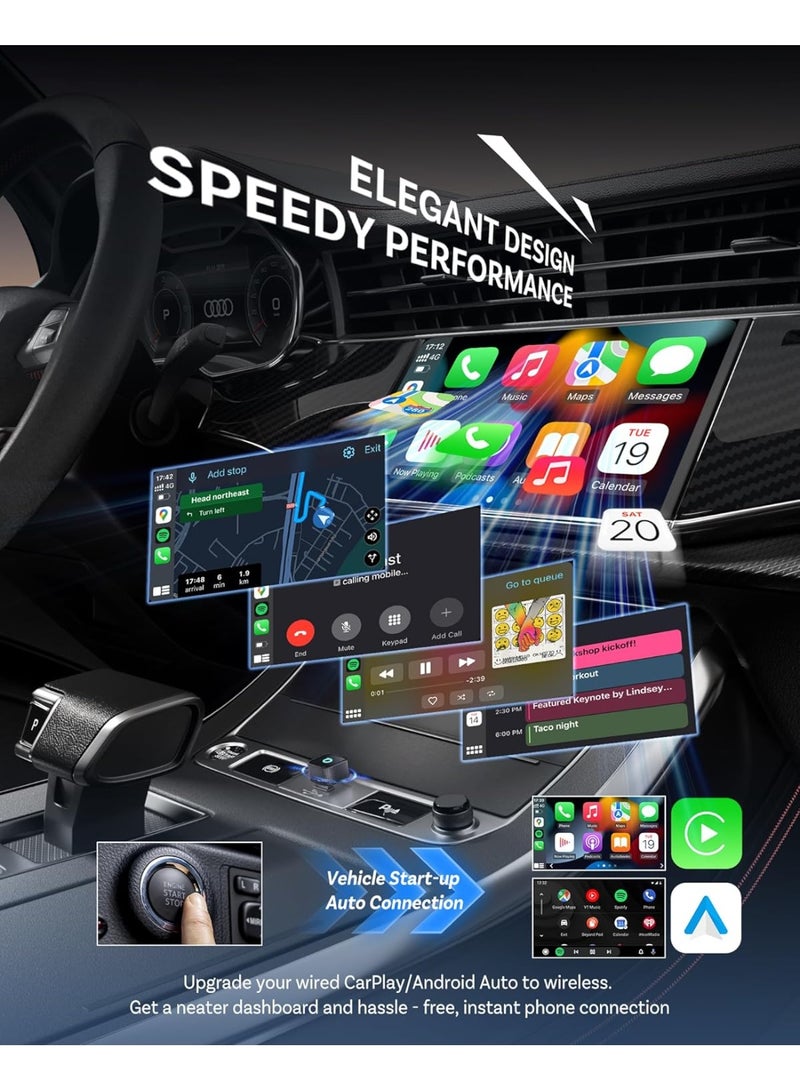 OTTOCAST Mini 3.0 Wireless CarPlay Adapter & Android Auto Wireless Adapter 2025 – Plug & Play USB Dongle for iPhone & Android, 5.8GHz WiFi + Bluetooth 5.0, Auto-Reconnect, Hi-Fi Audio, Voice Control & Steering Wheel Button Support, Compact Mini Cube Design, Compatible with 1000+ Cars 2016+ with OEM Wired CarPlay/Android Auto, iOS 10+ & Android 11+, Family & Rideshare Ready, Future-Proof Updates, Wireless Car Play Dongle for Navigation, Music, Calls & Messages - Image 5