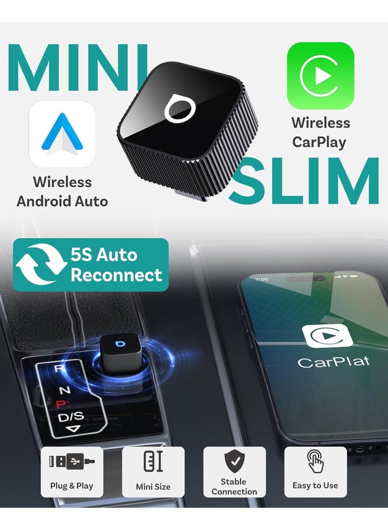 OTTOCAST Mini 3.0 Wireless CarPlay Adapter & Android Auto Wireless Adapter 2025 – Plug & Play USB Dongle for iPhone & Android, 5.8GHz WiFi + Bluetooth 5.0, Auto-Reconnect, Hi-Fi Audio, Voice Control & Steering Wheel Button Support, Compact Mini Cube Design, Compatible with 1000+ Cars 2016+ with OEM Wired CarPlay/Android Auto, iOS 10+ & Android 11+, Family & Rideshare Ready, Future-Proof Updates, Wireless Car Play Dongle for Navigation, Music, Calls & Messages - Image 4