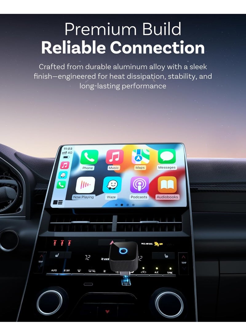 OTTOCAST Mini 3.0 Wireless CarPlay Adapter & Android Auto Wireless Adapter 2025 – Plug & Play USB Dongle for iPhone & Android, 5.8GHz WiFi + Bluetooth 5.0, Auto-Reconnect, Hi-Fi Audio, Voice Control & Steering Wheel Button Support, Compact Mini Cube Design, Compatible with 1000+ Cars 2016+ with OEM Wired CarPlay/Android Auto, iOS 10+ & Android 11+, Family & Rideshare Ready, Future-Proof Updates, Wireless Car Play Dongle for Navigation, Music, Calls & Messages - Image 3