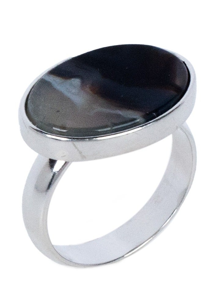 RS 925 silver ring with flowering agate - Image 1