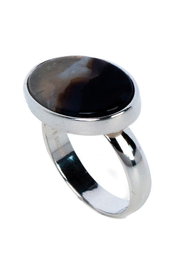 RS 925 silver ring with flowering agate - Image 3