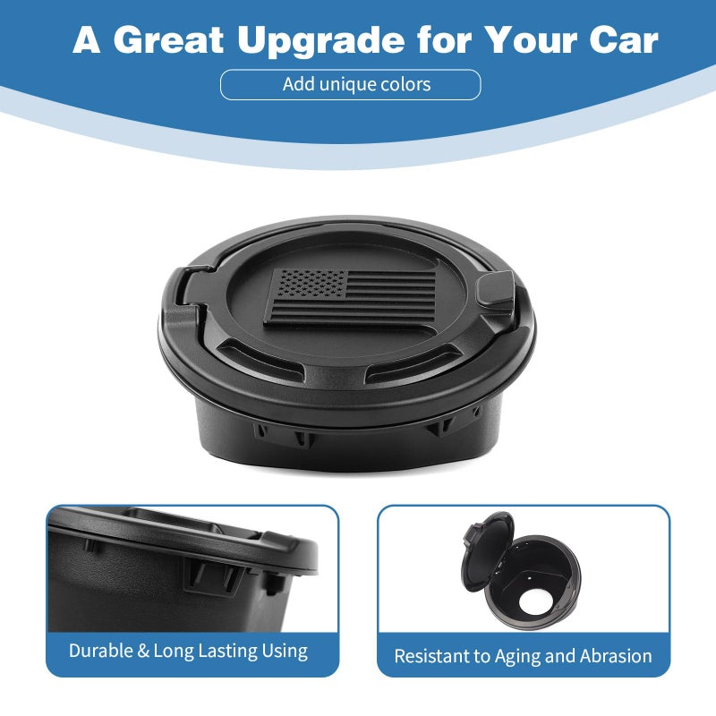 PDKLIN for Jeep JL Gas Cap Door Cover Aluminum Alloy for Jeep Wrangler JL JLU 2018-Present Black American Flag Design - Image 5