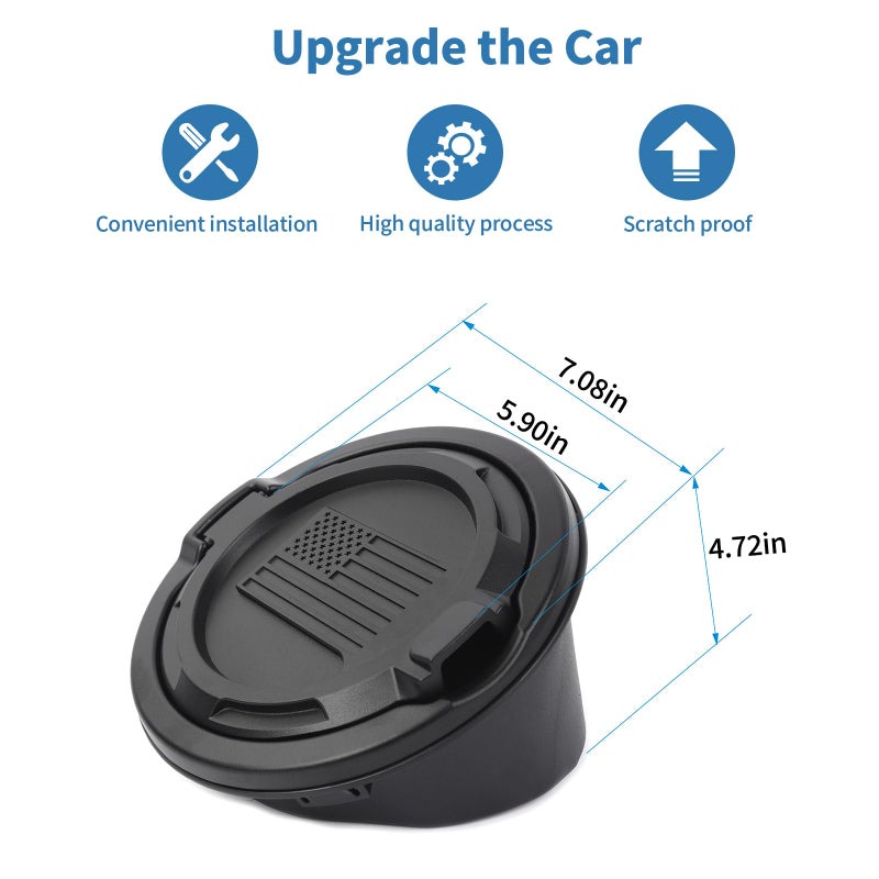PDKLIN for Jeep JL Gas Cap Door Cover Aluminum Alloy for Jeep Wrangler JL JLU 2018-Present Black American Flag Design - Image 4