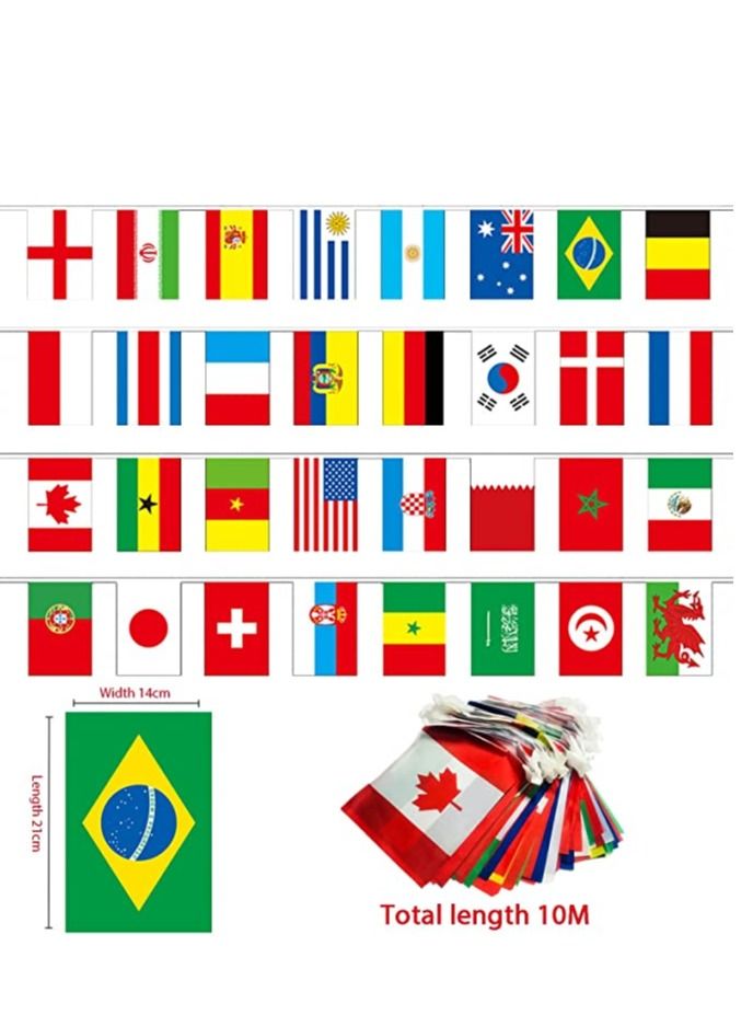 Generic أعلام كأس العالم لكرة القدم 2022، لافتات أعلام 32 دولة من البوليستر على الوجهين لكأس العالم والحديقة والبار وكأس العالم لكرة القدم قطر والمطاعم والحفلات بطول 10 أمتار  - Image 2