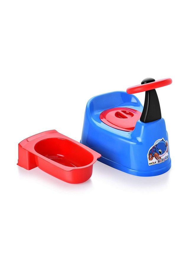 Nabhya Car Style Potty Toilet Trainer Seat Chair With Removable Tray And Closing Lid And High Back Support For Toddler Boys Girls (Age 7 Months To 2 Years) (Blue) - Image 1