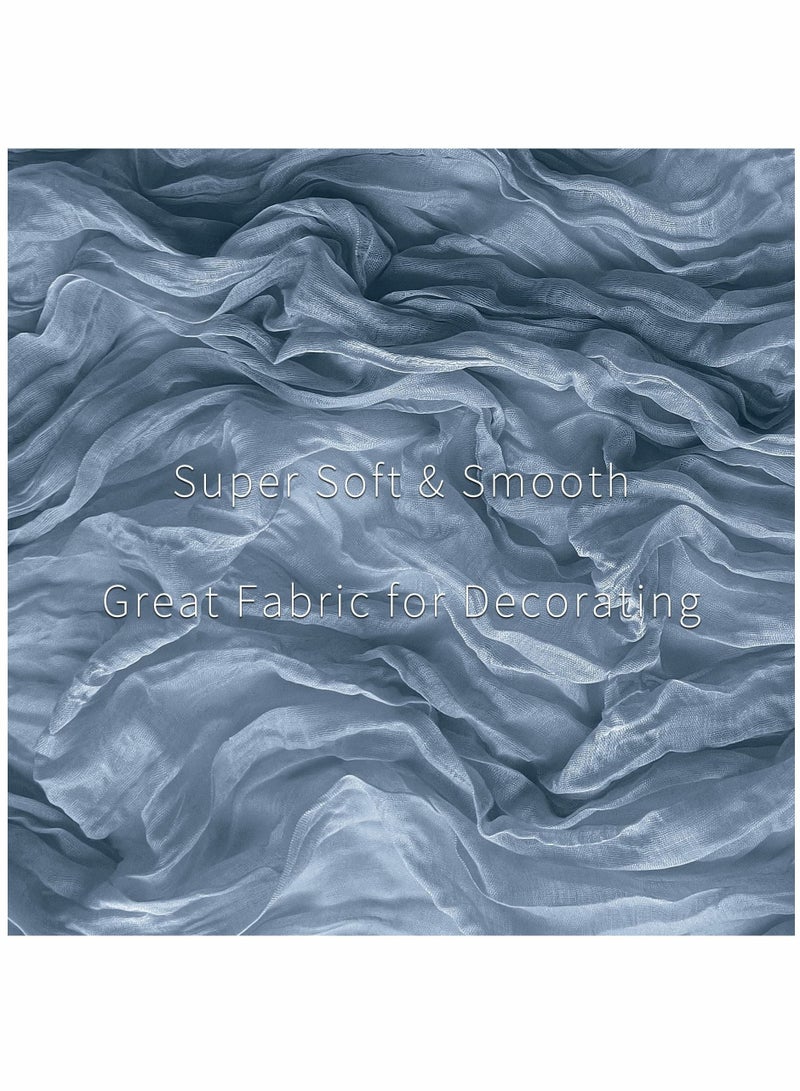 Captaintech 2 Pack Dusty Blue Cheesecloth Table Runners, 10ft Boho Gauze Table Runner Rustic Wedding Cheese Cloths Decor for Bridal Baby Shower Arch Birthday Party Dinner Events Home Decorations - Image 2