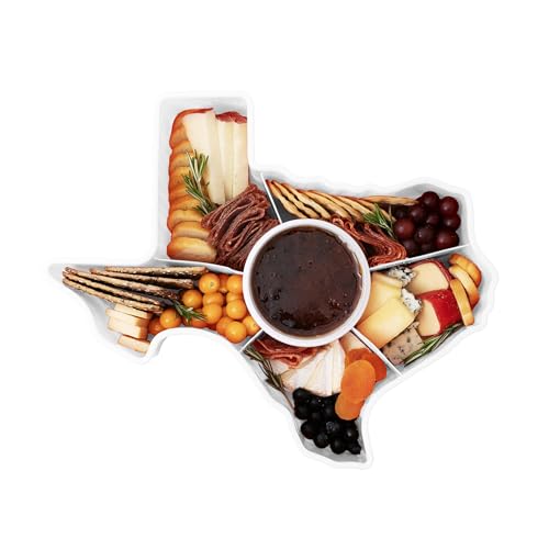 KOLORAE Texas Serving Tray - 6 Compartment Texas Snack Tray w/Dressing Cup. Great for Entertaining. Veggie Tray. Fruit Tray. Snack Tray. Entertaining Platter. Party Serving Platter, Large, White - Image 2