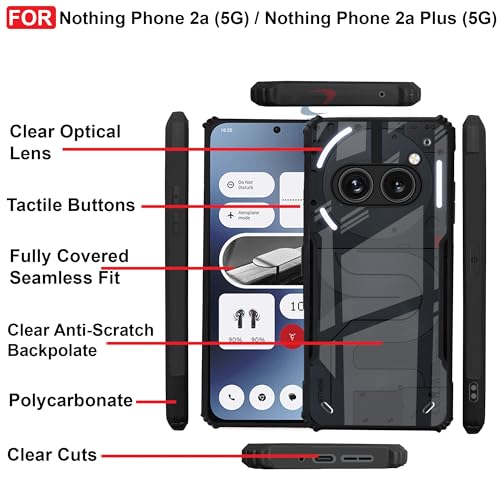 CEDO Backcover for Nothing Phone 2a / Phone 2a Plus (5G) | Camera Protection Shockproof Bumper-Edge | Acrylic Crystal Clear 360 Degree Protection TPU+PC | Transparent Eagle Back Case Cover (Black) - Image 5