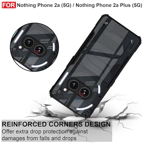 CEDO Backcover for Nothing Phone 2a / Phone 2a Plus (5G) | Camera Protection Shockproof Bumper-Edge | Acrylic Crystal Clear 360 Degree Protection TPU+PC | Transparent Eagle Back Case Cover (Black) - Image 3