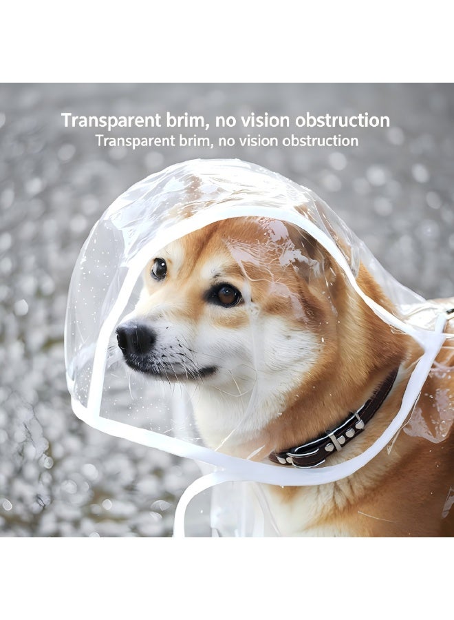 Transparent Dog Raincoat with Hood Waterproof Adjustable Pet Poncho for Small Dogs Lightweight Foldable Plastic Rainwear (White,Large) - Image 5