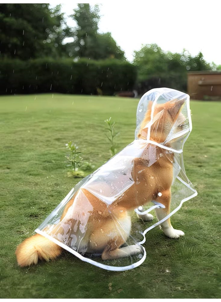 Transparent Dog Raincoat with Hood Waterproof Adjustable Pet Poncho for Small Dogs Lightweight Foldable Plastic Rainwear (White,Large) - Image 2