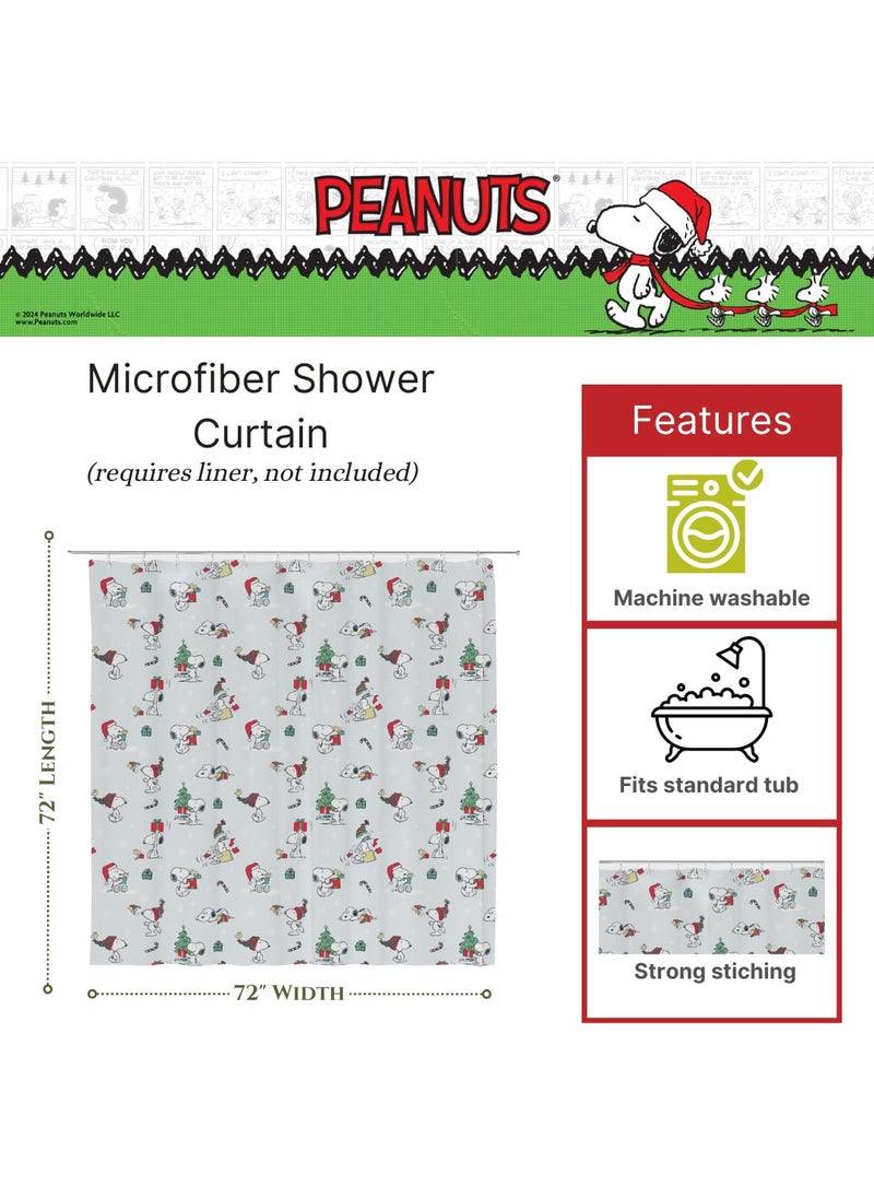 Franco Franco Peanuts Holiday Christmas Bath Microfiber Shower Curtain  72x72  (Officially Licensed Product)  - Image 2