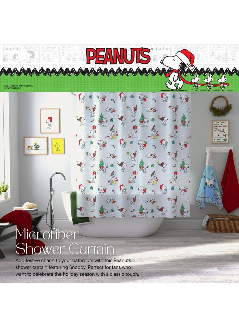 Franco Franco Peanuts Holiday Christmas Bath Microfiber Shower Curtain  72x72  (Officially Licensed Product)  - Image 3