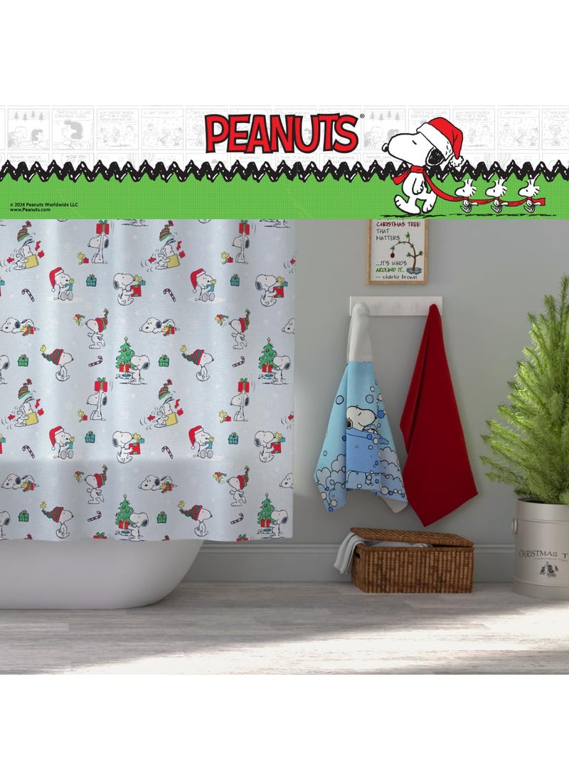 Franco Franco Peanuts Holiday Christmas Bath Microfiber Shower Curtain  72x72  (Officially Licensed Product)  - Image 5