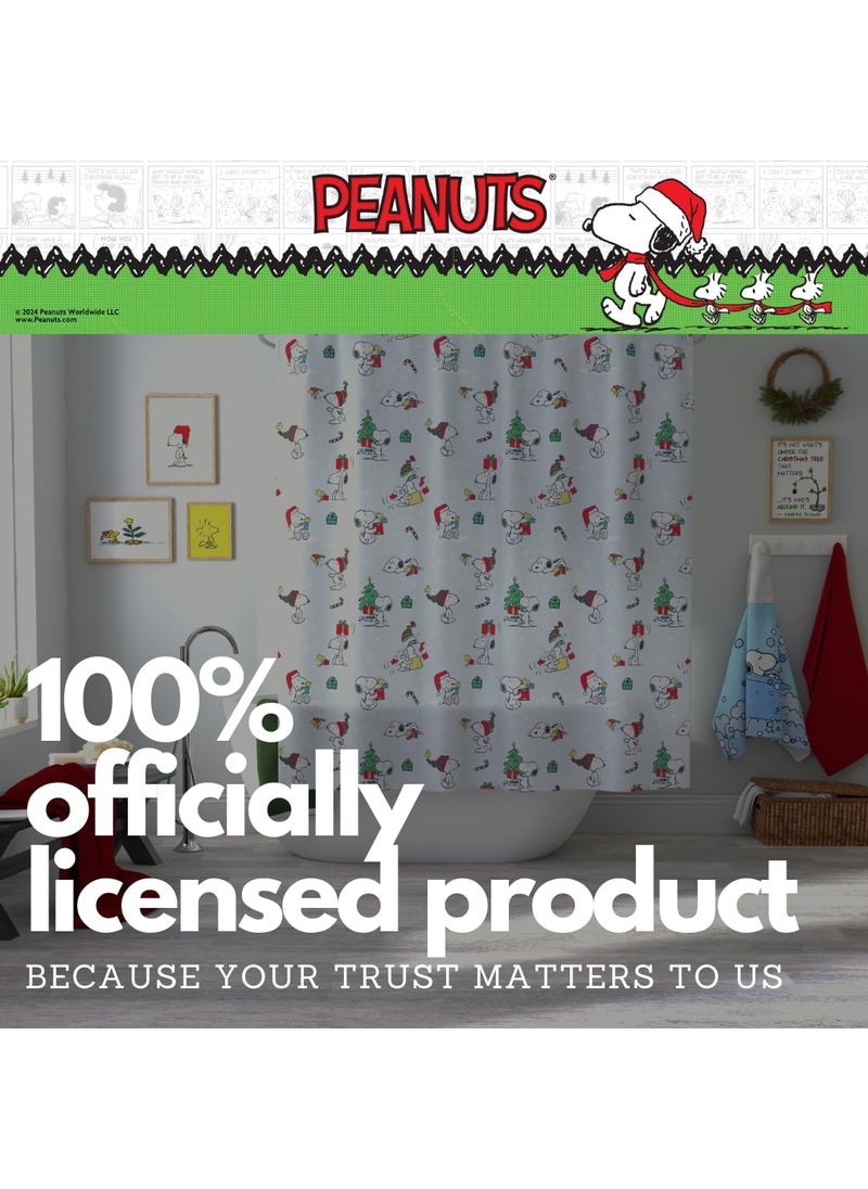 Franco Franco Peanuts Holiday Christmas Bath Microfiber Shower Curtain  72x72  (Officially Licensed Product)  - Image 4