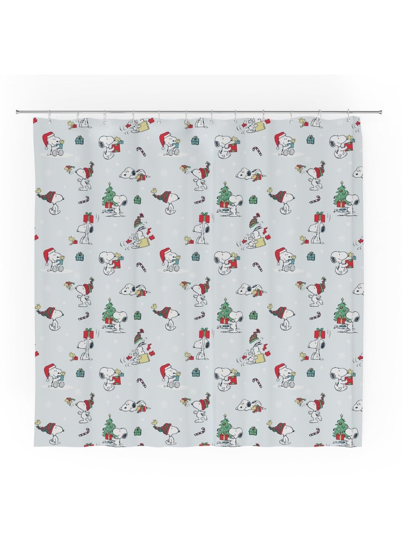Franco Franco Peanuts Holiday Christmas Bath Microfiber Shower Curtain  72x72  (Officially Licensed Product)  - Image 1