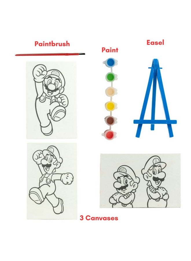 Innovative Designs Super Mario Canvas Paint Set for Kids with 3 Canvases, Acrylic Paint - Image 2