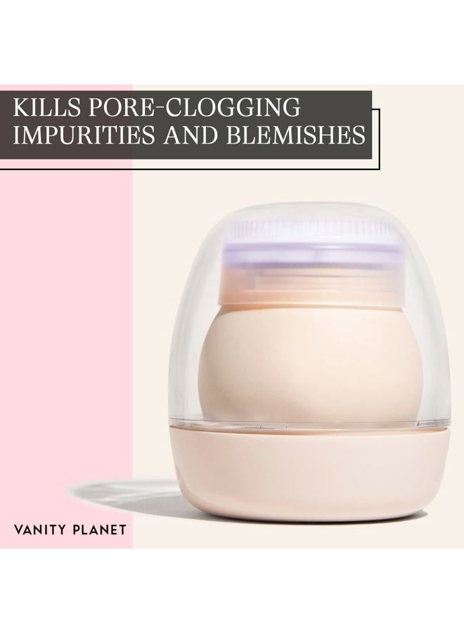 Vanity Planet LEDA Blue LED Silicone Face Brush - Deep Cleansing Light Therapy for Your Skin and Prevent Fine Lines, Wrinkles and Sunspots - Gentle for Sensitive Skin - Image 4