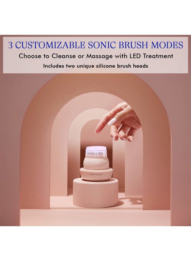 Vanity Planet LEDA Blue LED Silicone Face Brush - Deep Cleansing Light Therapy for Your Skin and Prevent Fine Lines, Wrinkles and Sunspots - Gentle for Sensitive Skin - Image 3