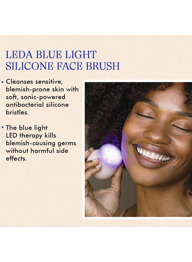 Vanity Planet LEDA Blue LED Silicone Face Brush - Deep Cleansing Light Therapy for Your Skin and Prevent Fine Lines, Wrinkles and Sunspots - Gentle for Sensitive Skin - Image 2