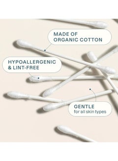Cliganic Organic Cotton Swabs (500 Count), 100% Pure Natural Cotton, Chlorine-Free Hypoallergenic, Soft, Gentle & Absorbent Buds  - Image 3