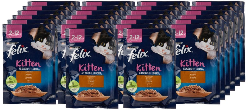 Nestle Nestlé Purina Felix cat Food Kitten With Chicken Pouch 85g Pack of 26 - Image 1
