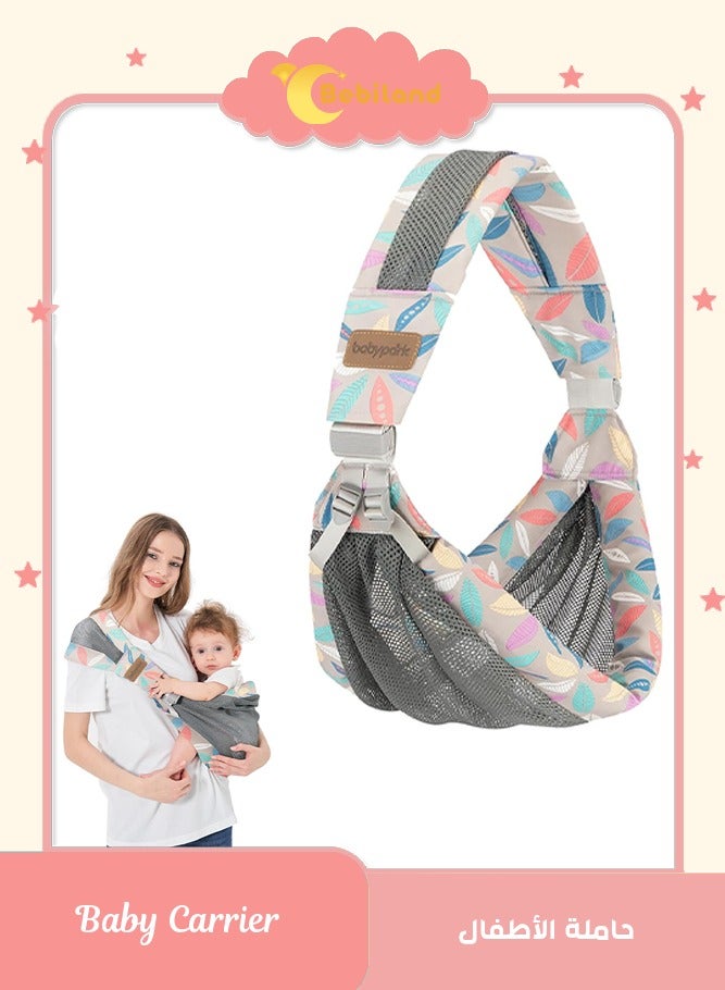 Bebiland Baby Adjustable Sling, 3D Mesh Fabric Wrap Baby Carrier, Comfortable Portable Breathable  Carrier Wrap for Newborn up to 0-3 years old (Leaf) - Image 1