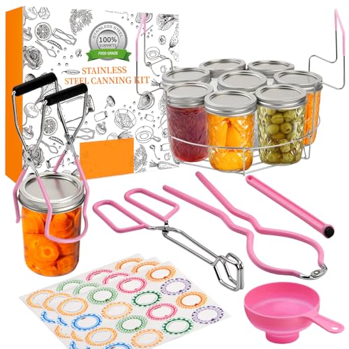 Clroursim Canning Supplies Starter Kit with Stainless Steel Canning Rack and Accessories Tools Includes Canning Jar lifter Tongs FunnelsLid lifter for Canning Pot Water Bath Pressure Canner - Image 1