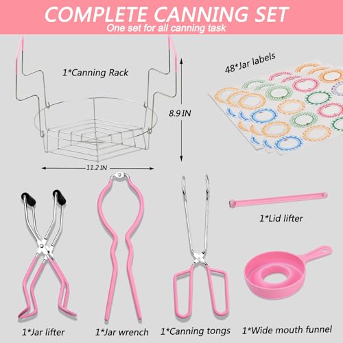 Clroursim Canning Supplies Starter Kit with Stainless Steel Canning Rack and Accessories Tools Includes Canning Jar lifter Tongs FunnelsLid lifter for Canning Pot Water Bath Pressure Canner - Image 3