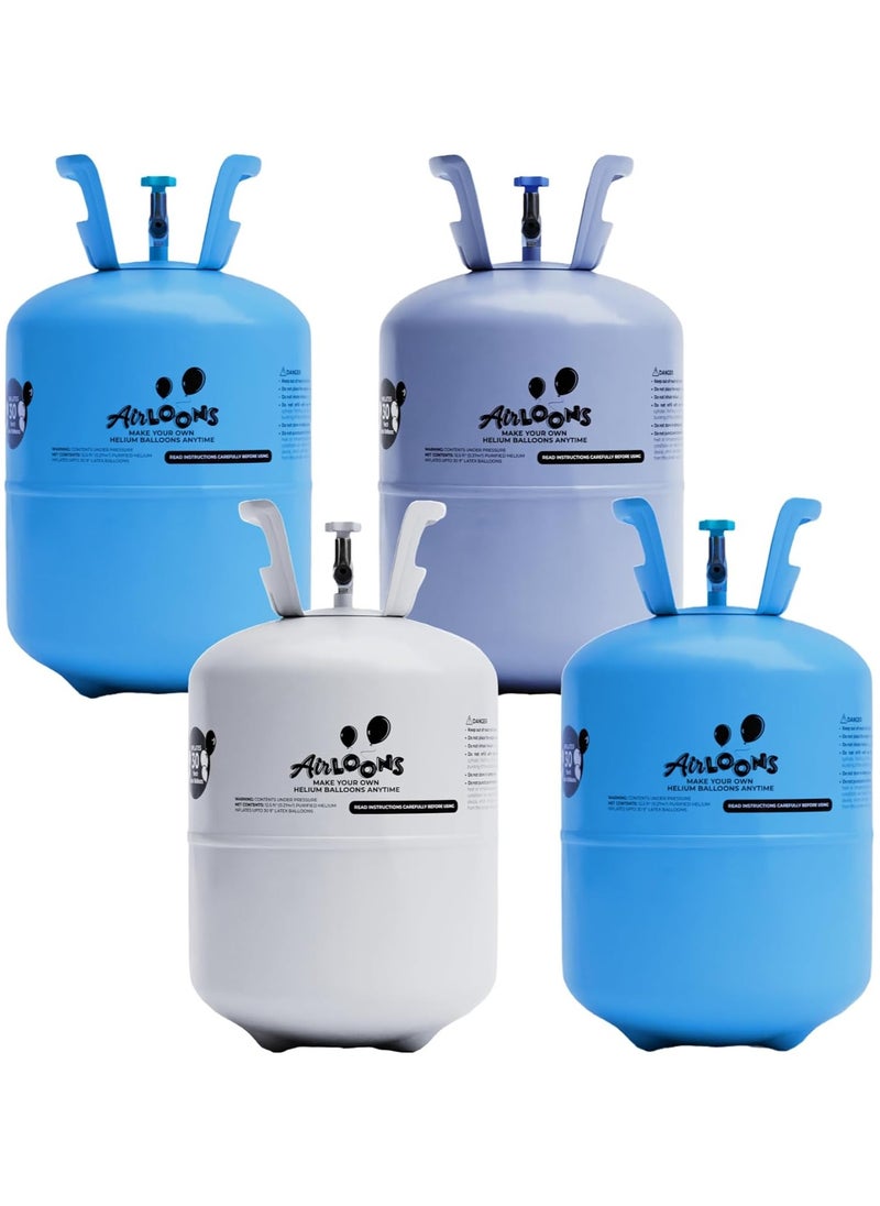 Airloons Airloons Portable Helium Balloon Kit Disposable Tank - Includes 4 Tanks, 120 Latex Balloons (9inch), Curling Ribbon Perfact For All Occasions- Birthday Party Celebrations, Events Decorations  - Image 1